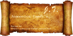 Joanovics Tamás névjegykártya